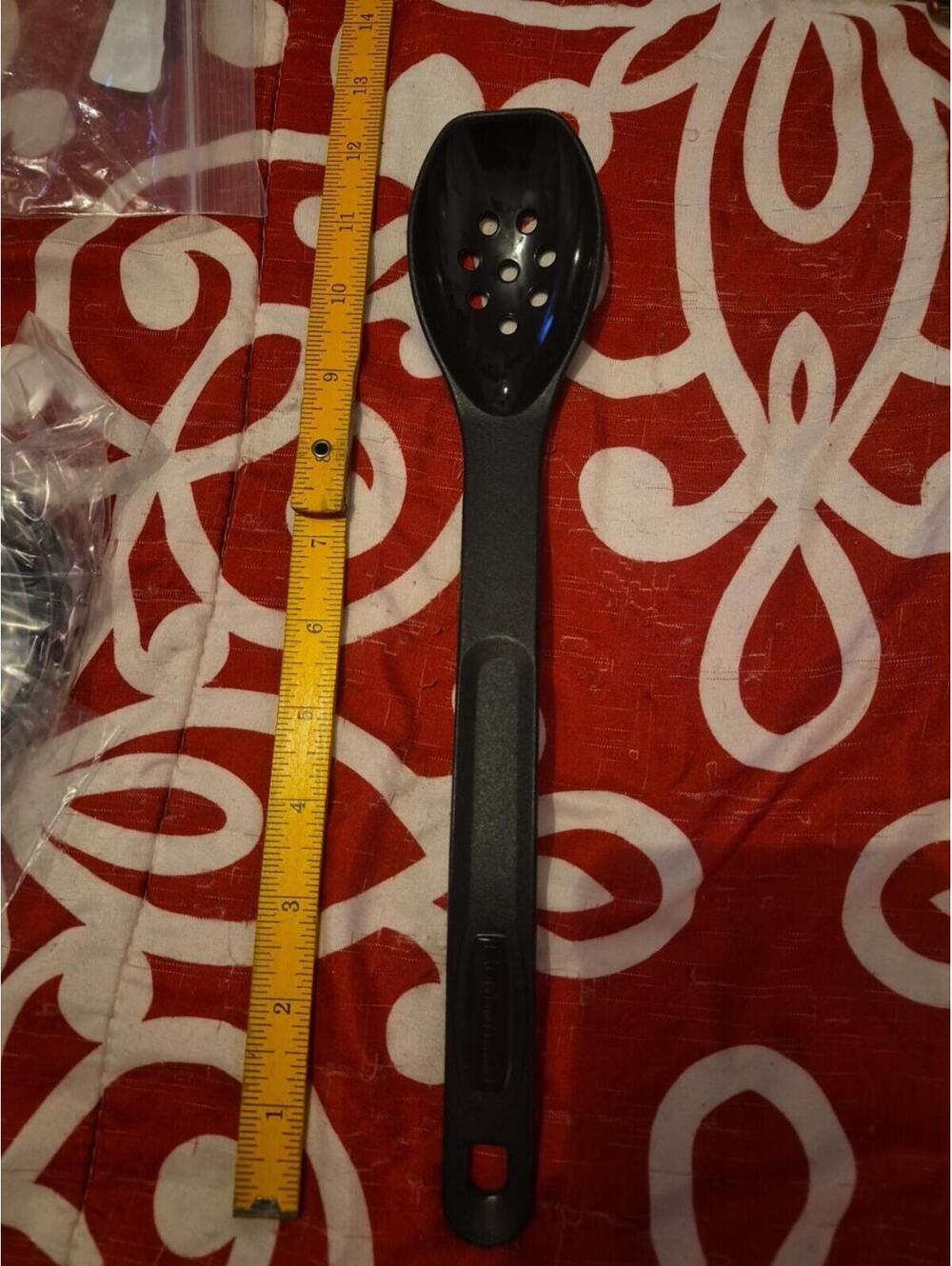 Vintage Rubbermaid Black Nylon Slotted Bowl Spoon Serving Cookn Heavy Duty 1974